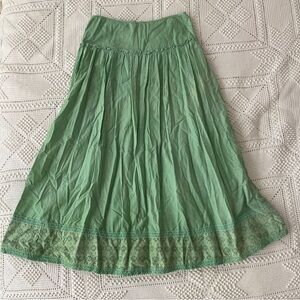 a.n.a Eyelet Lace Drop Waist / Low Waist Green Maxi Skirt